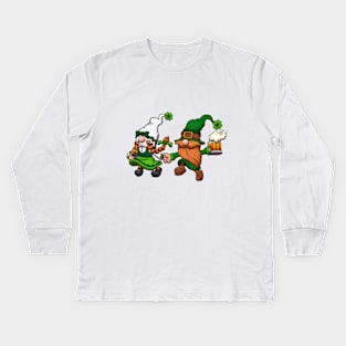 Hopping St Patrick’s Day Gnomes Kids Long Sleeve T-Shirt